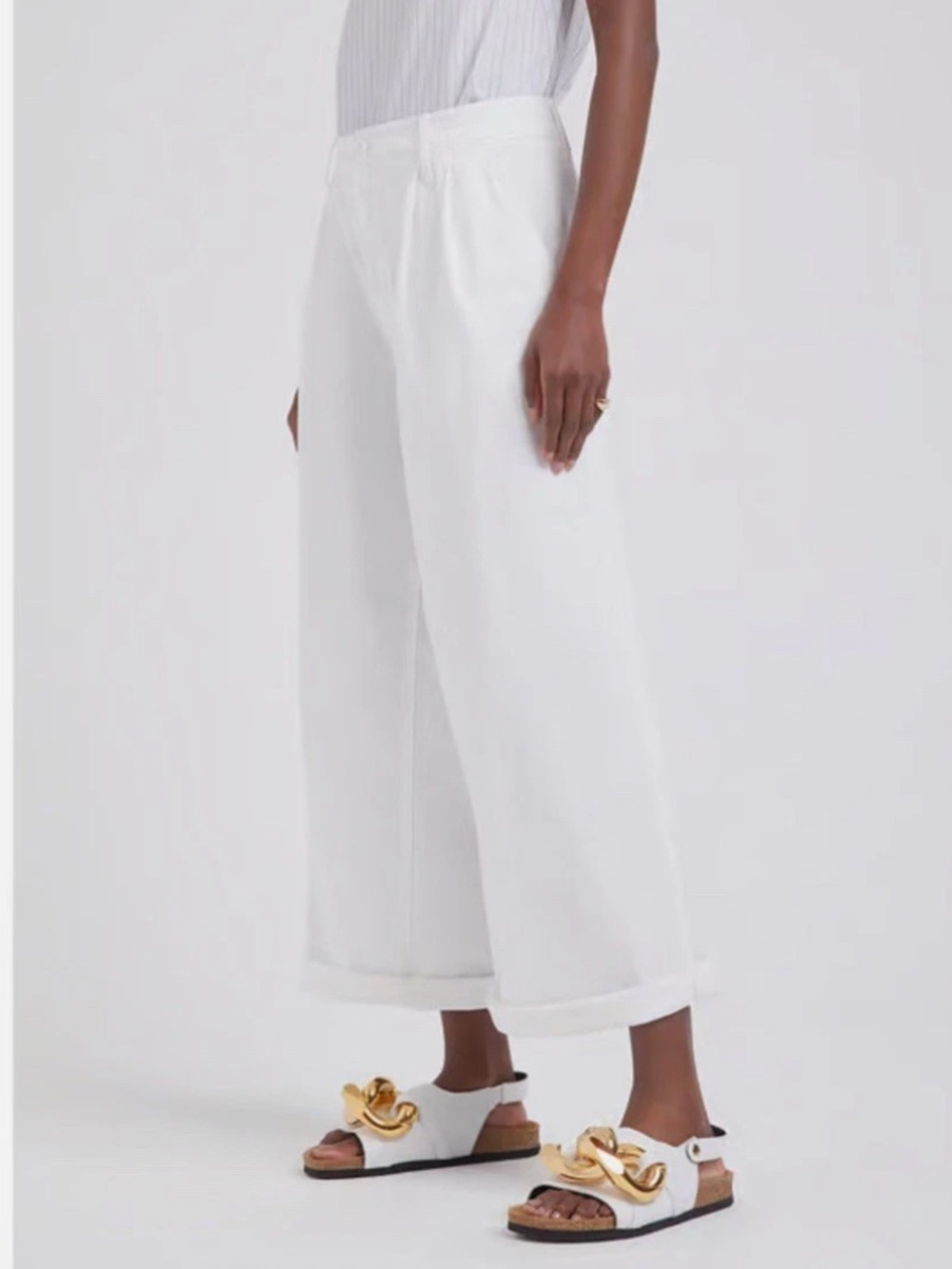 Mother Denim The Pouty Prep Crop Cuff Wide Leg Pant in Breaking Waves